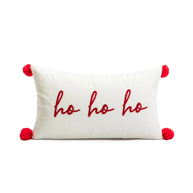 Afralia™ Red Geometric Merry Christmas Embroidered Cushion Cover, Tufted Holiday Party Decor