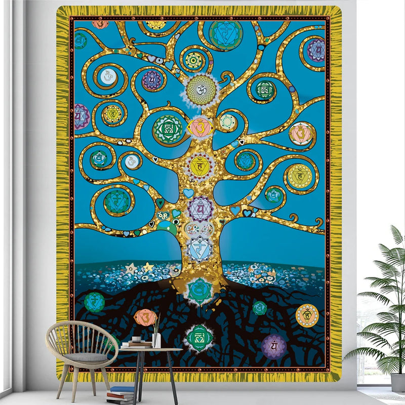 Afralia™ Viking Crow Symbol Tapestry: Psychedelic Home Decor for Hippie Room