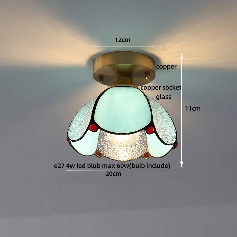 Afralia™ Flower Glass LED Ceiling Light Fixture, Modern Nordic Kitchen Restaurant Flush Mount