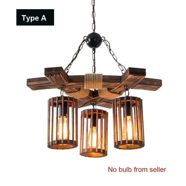 Afralia™ Retro Hemp Rope Chandelier Pendant Lamp for Bar and Restaurant