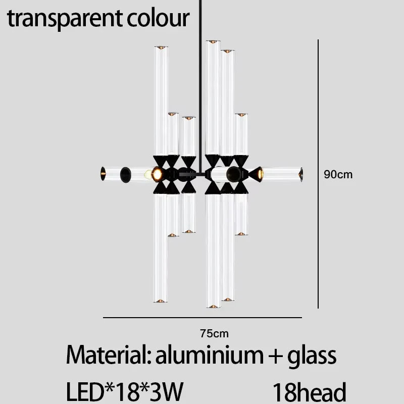 Afralia™ Glass Tube Chandelier: Modern LED Pendant Lamp for Living Room, Bedroom, Cafe, and Dining Room.