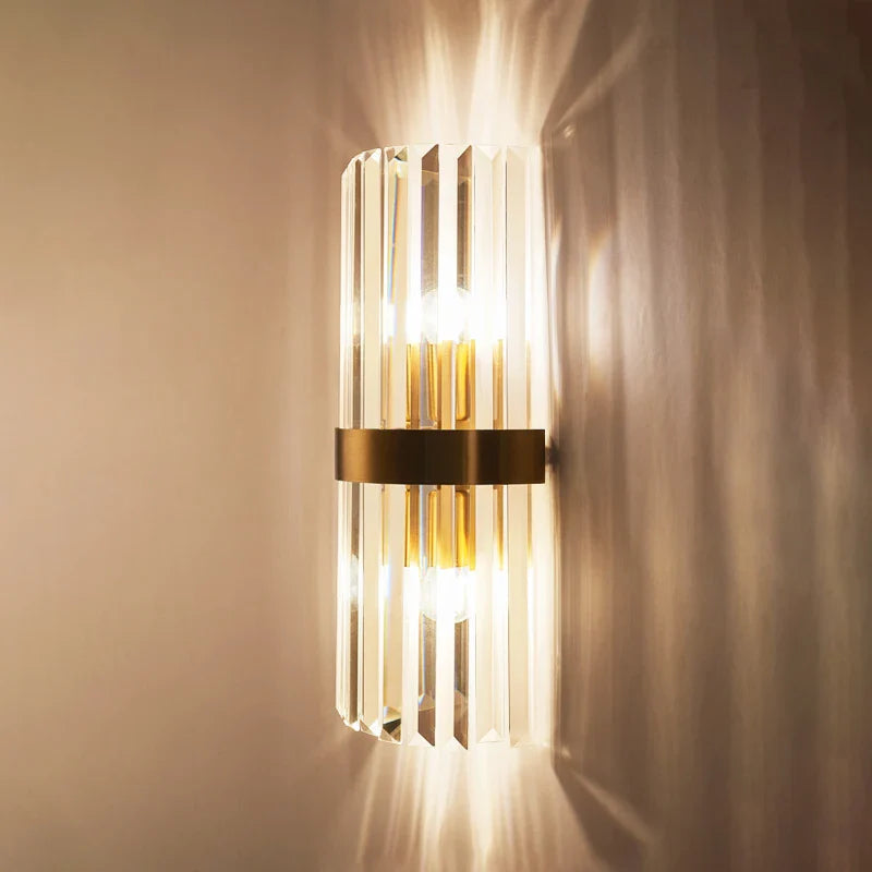 Afralia™ Crystal Gold LED Wall Sconce, Modern Nordic Bedroom Lighting Fixture