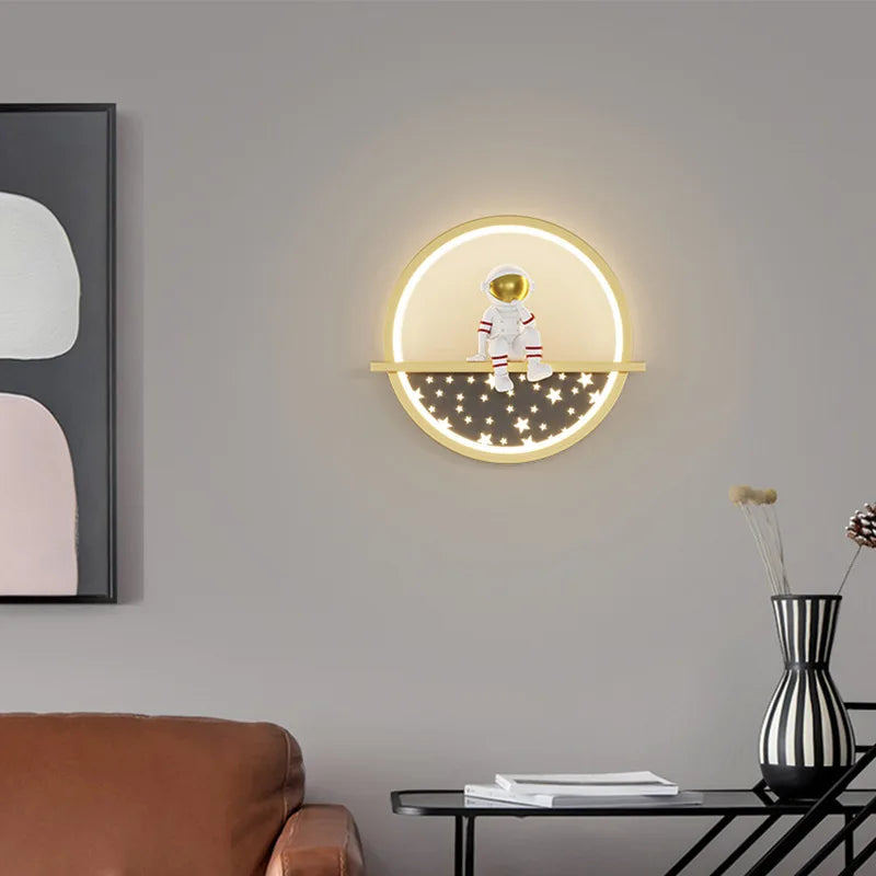 Afralia™ Astronaut Cartoon LED Wall Lamp for Modern Home Decor