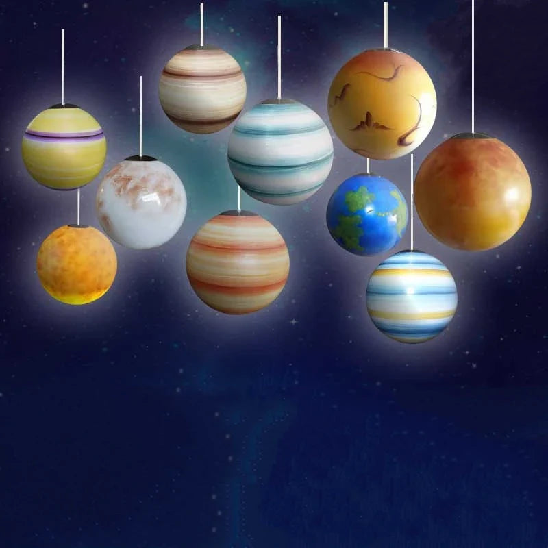 Afralia™ Solar System Planet LED Chandelier: Creative Resin Decorative Lamp for Indoor & Outdoor