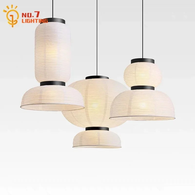 Afralia™ Modern Rice Paper Pendant Lights for Kitchen Island, Living Room, and Restaurant