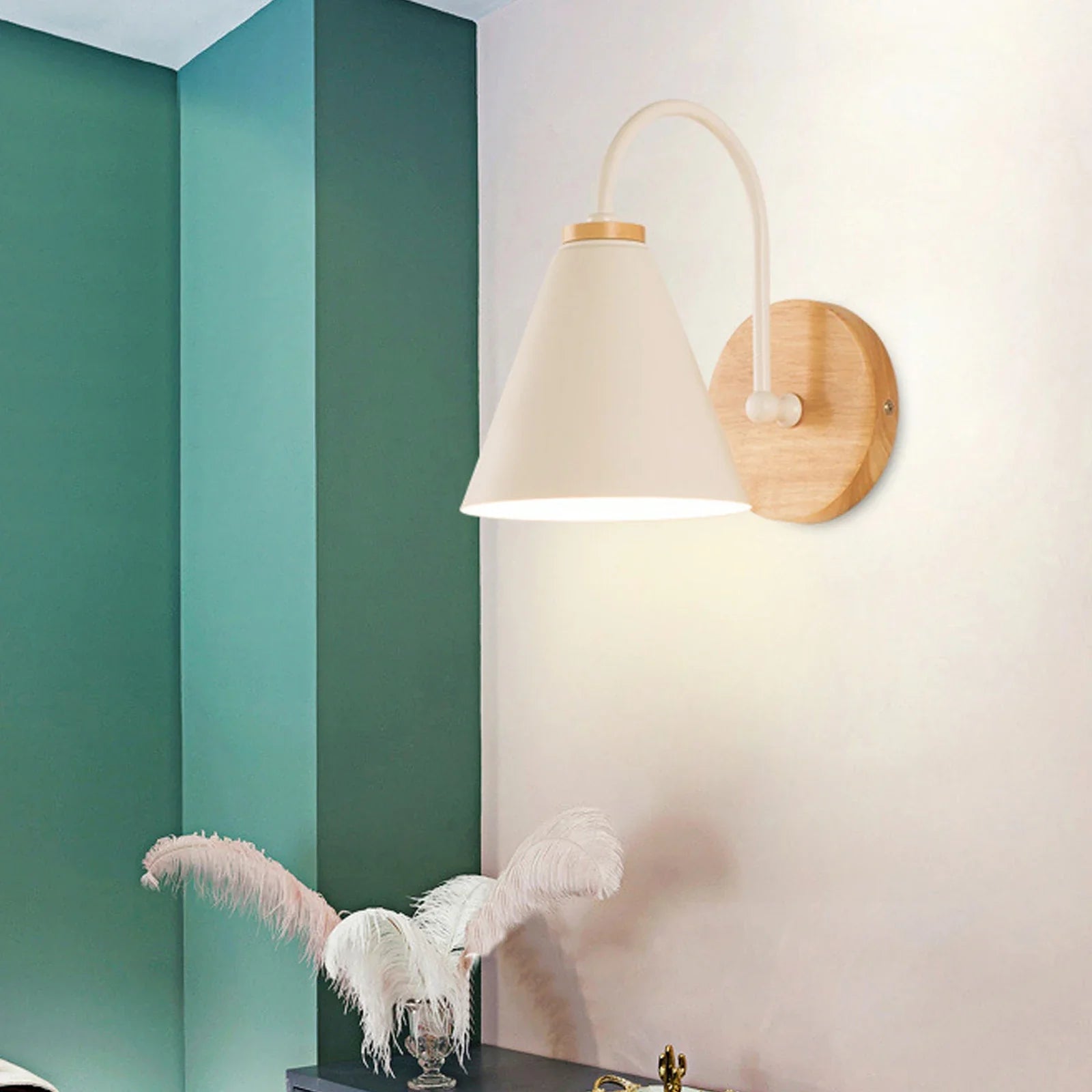 Afralia™ Wooden Wall Light Bedside Lamp Shade Modern Nordic E27 LED Sconce Living Room Lighting