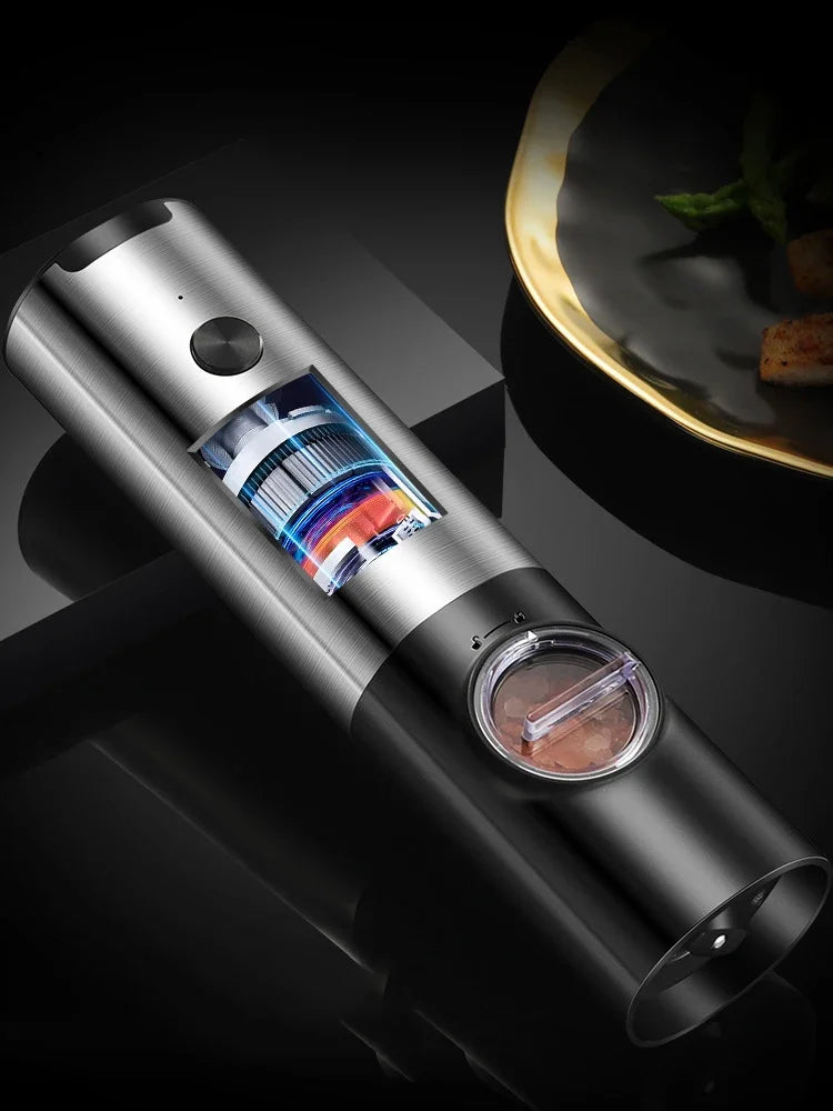 Afralia™ Rechargeable Electric Salt Pepper Grinder Set Stainless Steel Automatic Mill