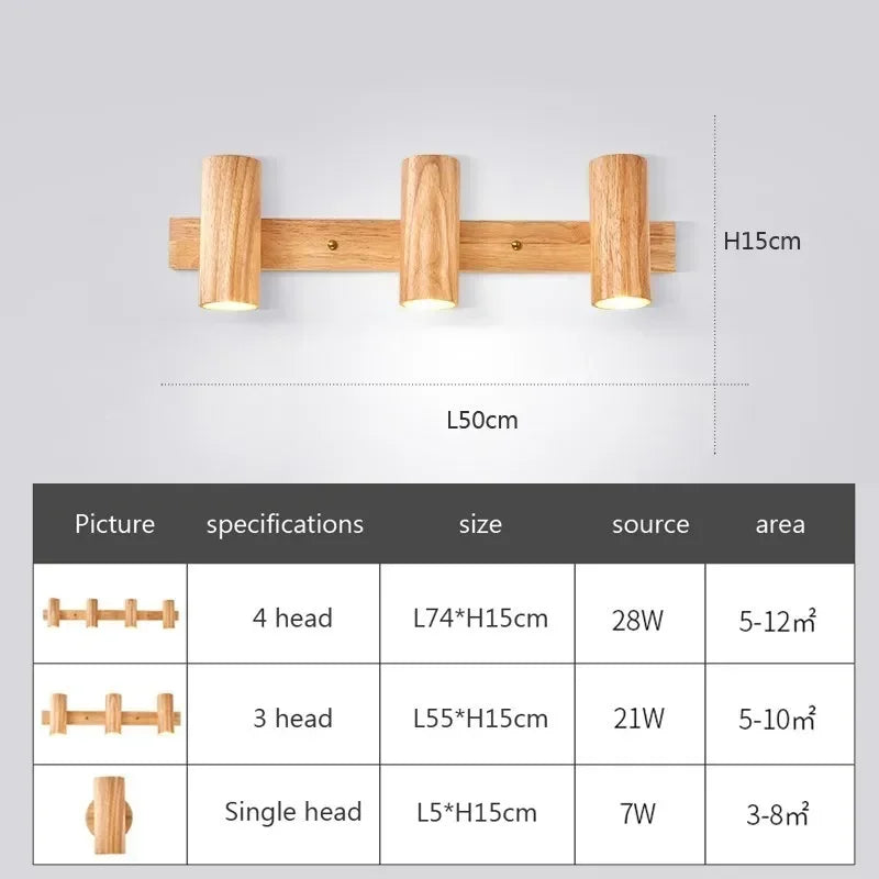 Afralia™ Nordic LED Multihead Walnut Rotatable Bedside Wall Lamp for Indoor Lighting