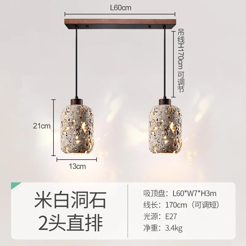 Afralia™ Wabi-sabi Travertine Pendant Lights LED E27 Modern Hanging Lamp for Bedroom Living Room
