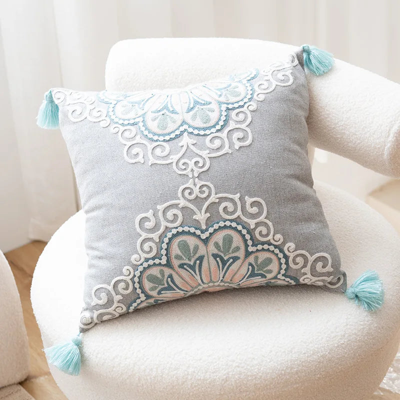 Afralia™ Ethnic Pattern Cushion Cover with Tassels 45x45cm for Cozy Home Decoration