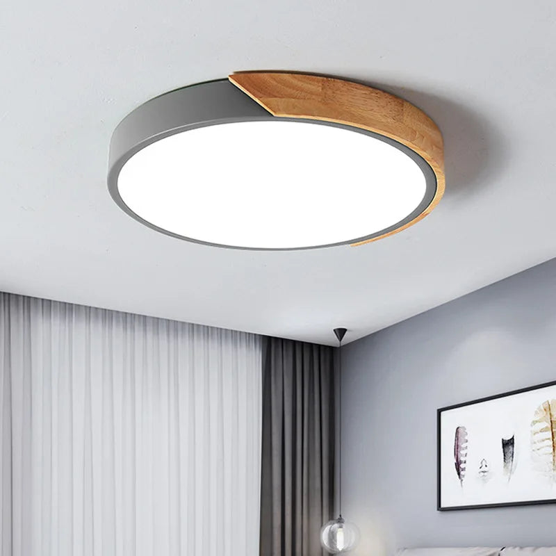 Afralia™ Macaron Nordic LED Ceiling Light: Rubber Wood Lamp for Living Room, Bedroom, Dining Room