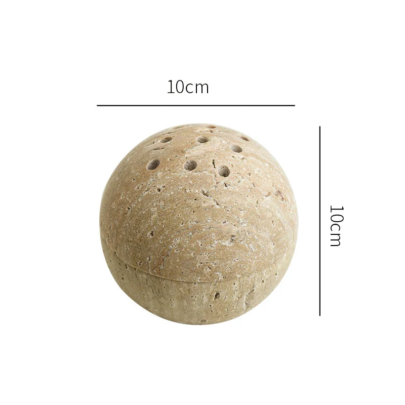 Afralia™ Marble Stone Fragrance Diffuser Travertine Sphere Incense Burner with Tray