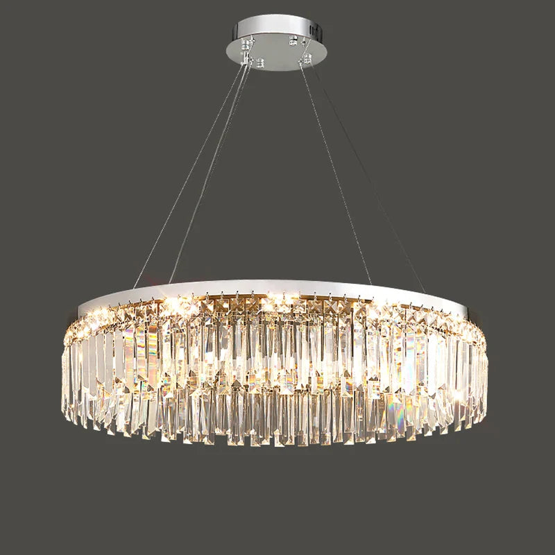 Afralia™ Silver Crystal LED Chandelier for Bedroom Living Room Kitchen Lighting