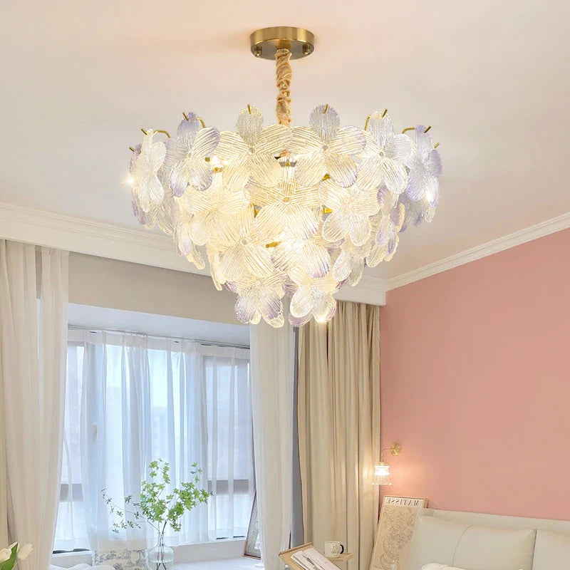 Afralia™ Glass Flower Princess Room LightLux Postmodern French Cream Wind Lamp