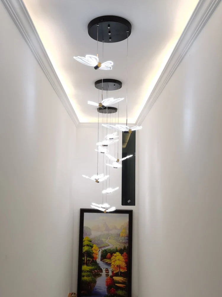 Afralia™ Elegant Butterfly Chandelier for Stairs, Bedroom, Kitchen & More