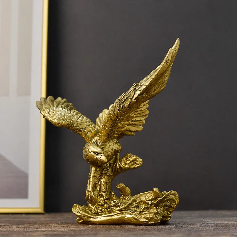 Afralia™ Golden Eagle Resin Sculpture Falcon Home Decor Figurine