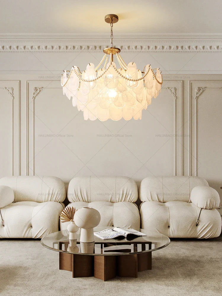 Afralia™ French Chandelier Garden Light with K9 Crystal | Elegant Pearl Shell Design