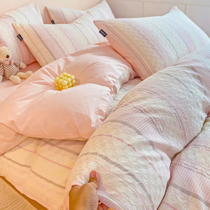 Afralia™ Cotton Jacquard Bedding Set - Single Double Queen King Size Bedclothes