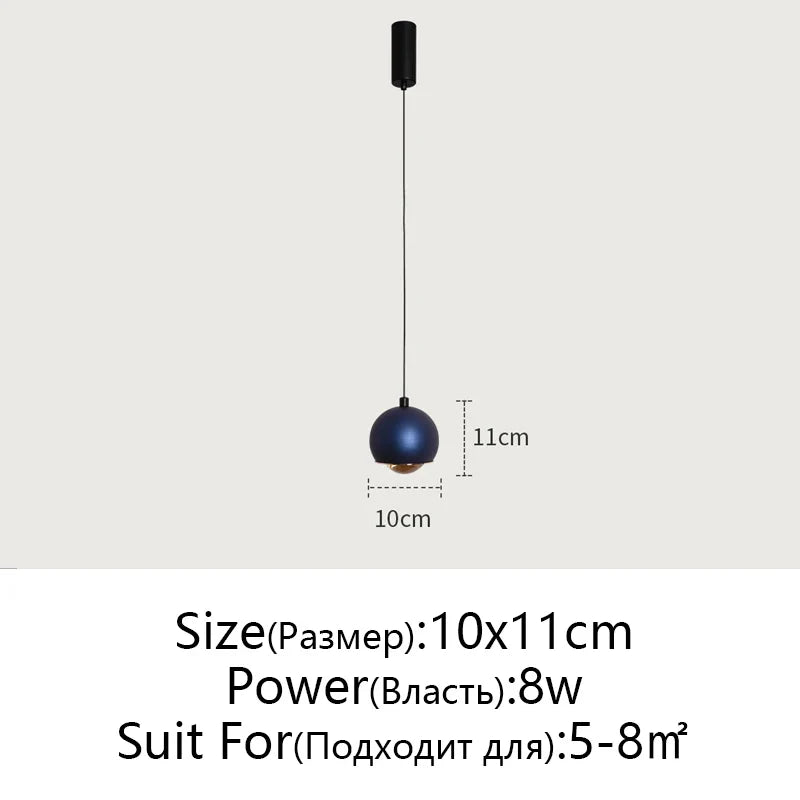 Afralia™ Gold Metal Luster Pendant for Bedside & Kitchen Island - Minimalist LED Hanging Light