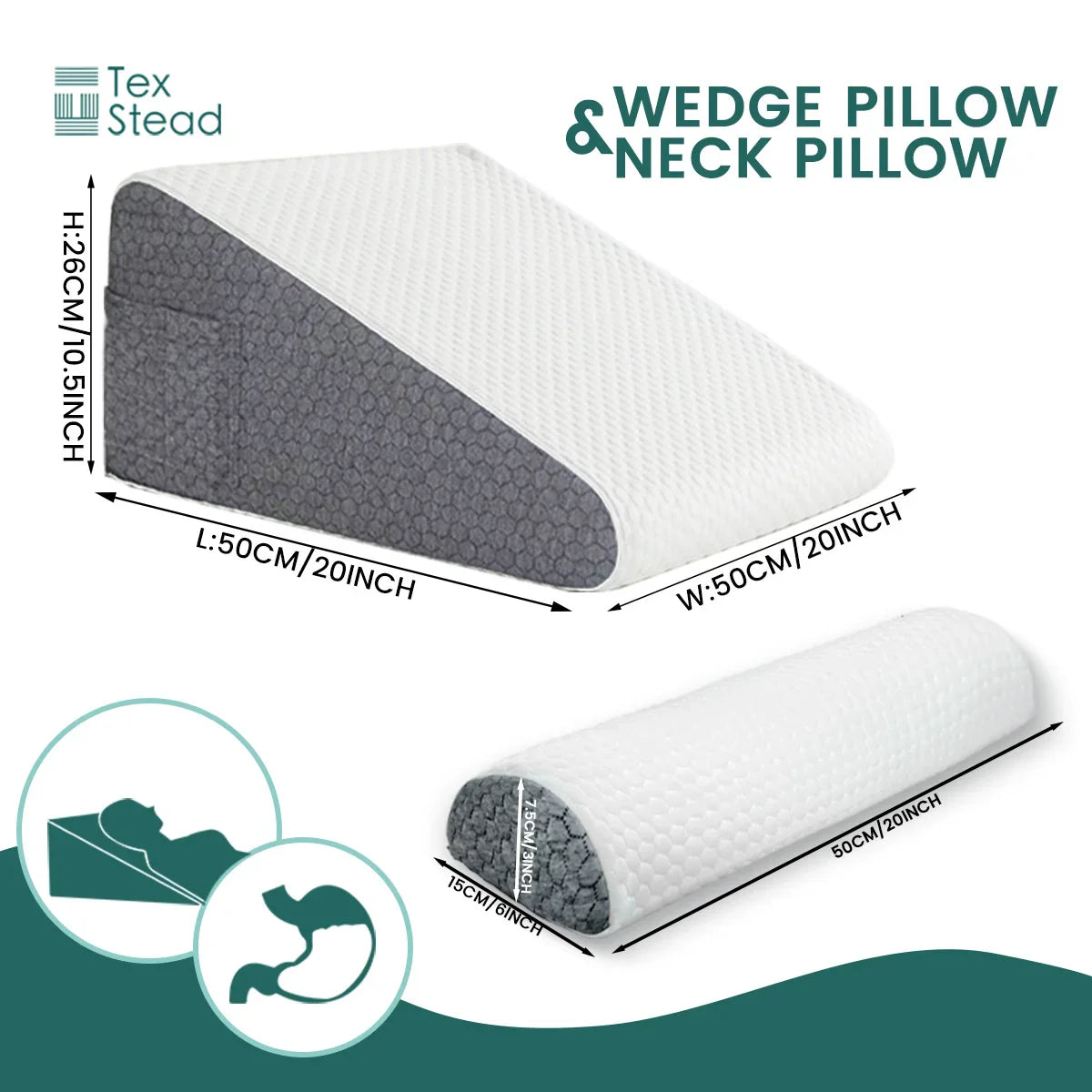 Afralia™ Memory Foam Bed Wedge Pillow Set - Versatile Support for Back, Leg, and Knee