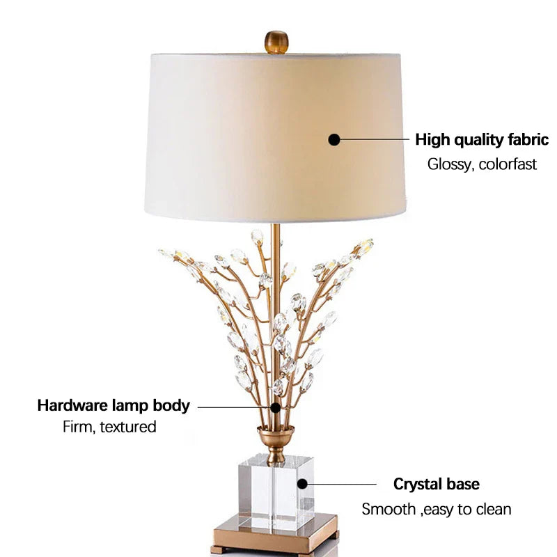 Afralia™ Crystal Branch Table Lamp: Modern Luxe Decor for Bedroom, Living Room & Home Reading