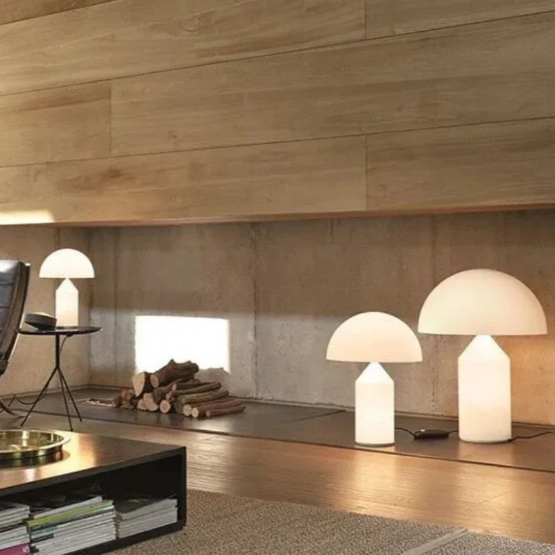 Afralia™ Mushroom Design LED Desk Lamp: Modern White Glass Bedside Table Light