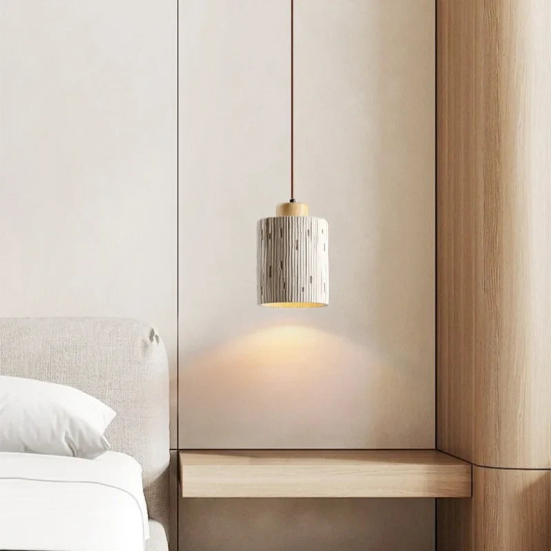 Afralia™ Cement LED Pendant Lights: Japanese Vintage Style for Bedroom, Living, Dining Room