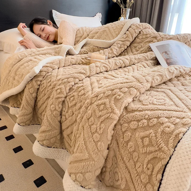 Afralia™ Coral Fleece Warm Blanket: Cozy Thicken Winter Bed Blanket
