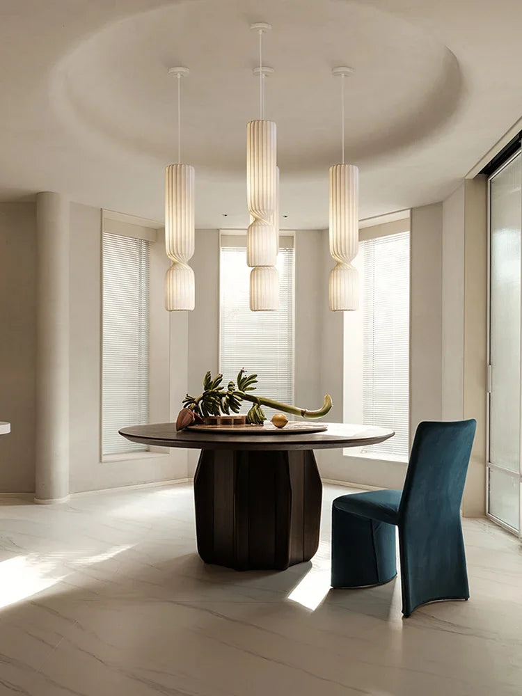 Afralia™ White Fabric Shade LED Pendant Light - Modern Luxury Dining Room Decor