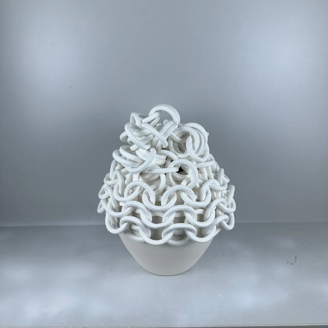 Afralia™ Ceramic Vase Chain Round Ring Handicrafts Home Decoration Pot