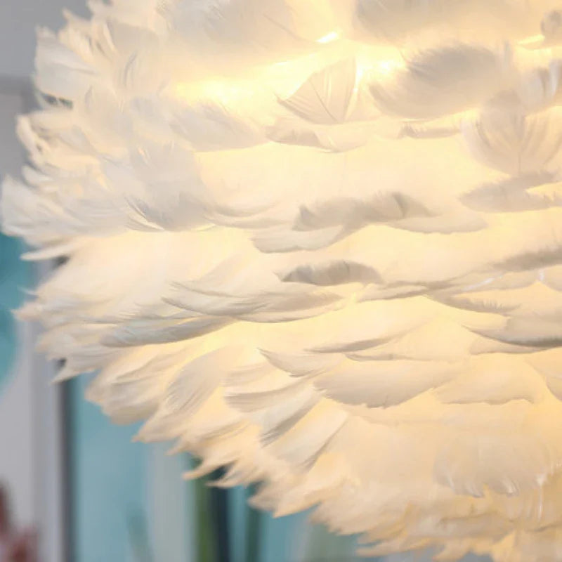 Afralia™ Nordic Feather Pendant Light LED Lamp for Living Room, Bedroom, Dining, Children's