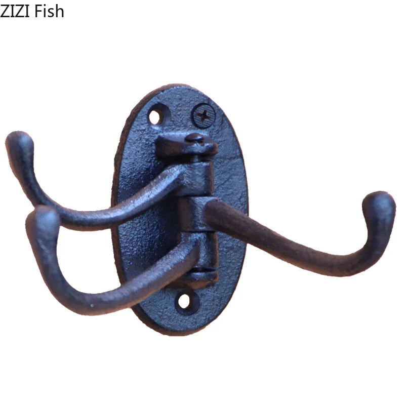 Afralia™ Metal Three-layer Floral Hook Hanging Shelf Basket Coat Rack