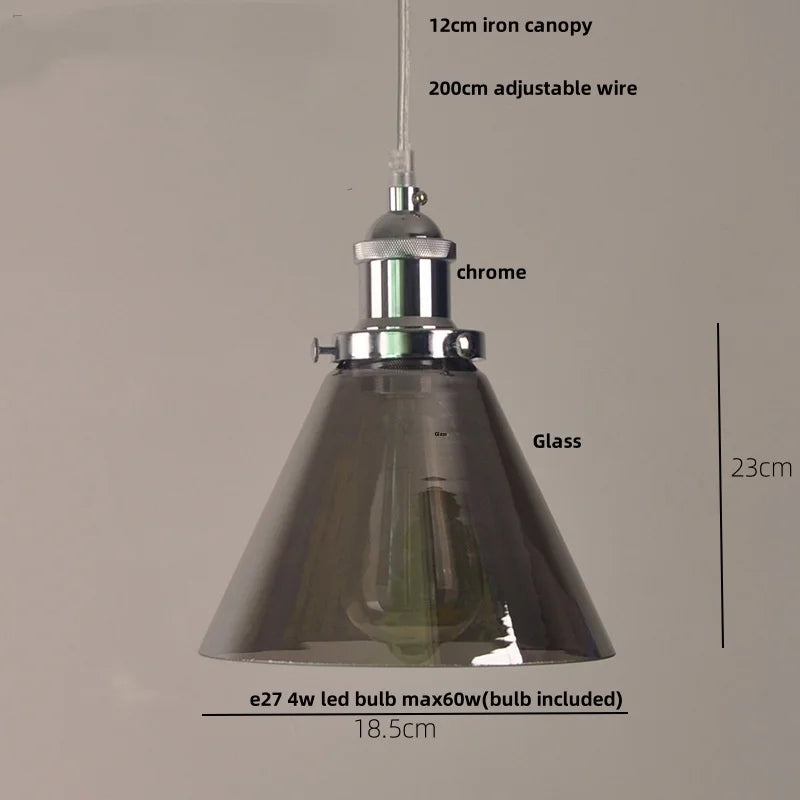 Afralia™ Vintage Copper LED Glass Pendant Lamp for Kitchen Coffee Restaurant Loft
