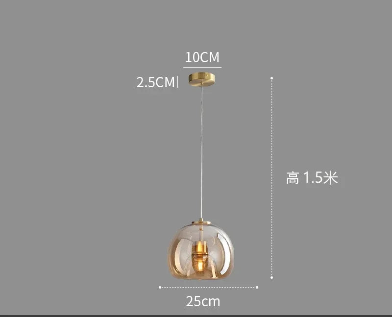 Afralia™ Glass Pendant Light Luxury Nordic Led Hanging Lamp Modern Bedroom Fixture