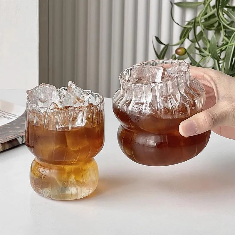 Afralia™ Gourd Shape Glass Cup Set for Coffee, Whiskey, Wine, Yogurt - 300/520ml