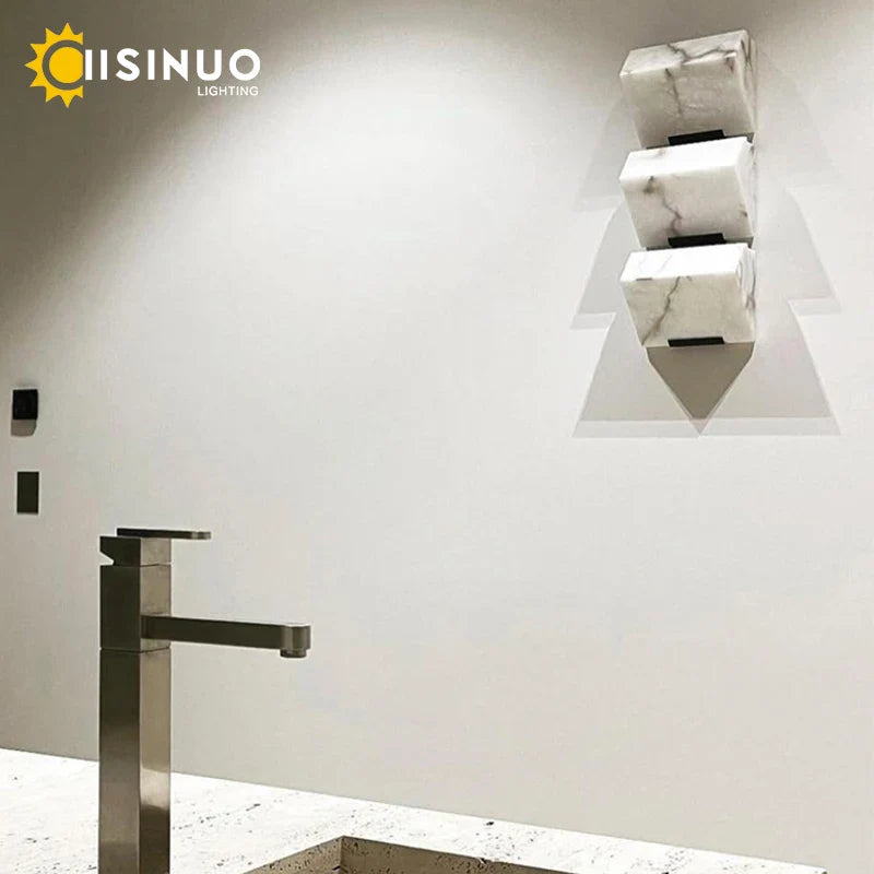 Afralia™ Marble LED Wall Lamp for Modern Bedroom and Home Decor
