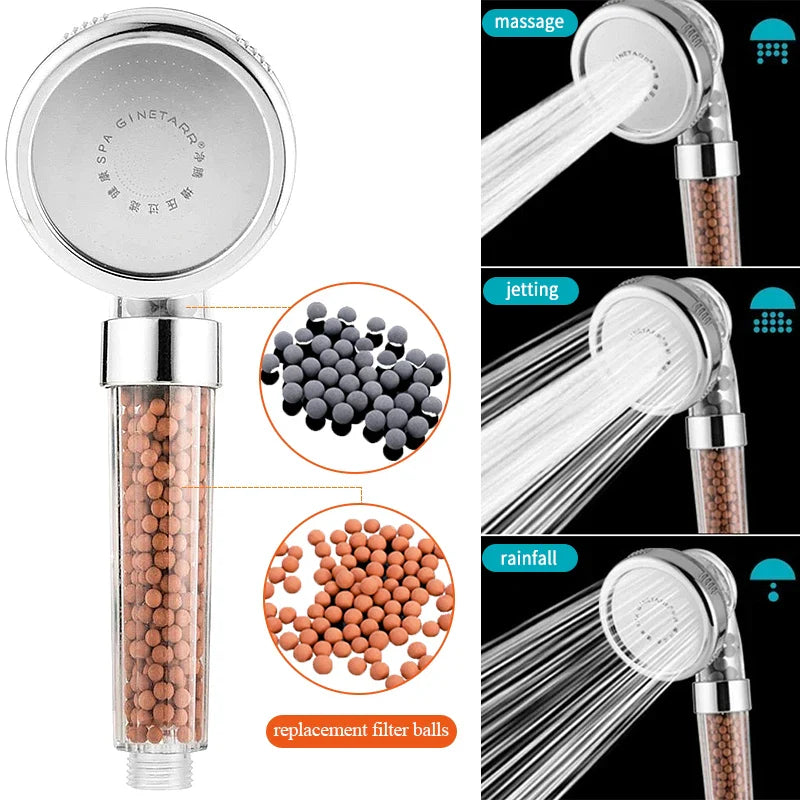 Afralia™ 3-Function Adjustable High Pressure Shower Head for Spa Experience