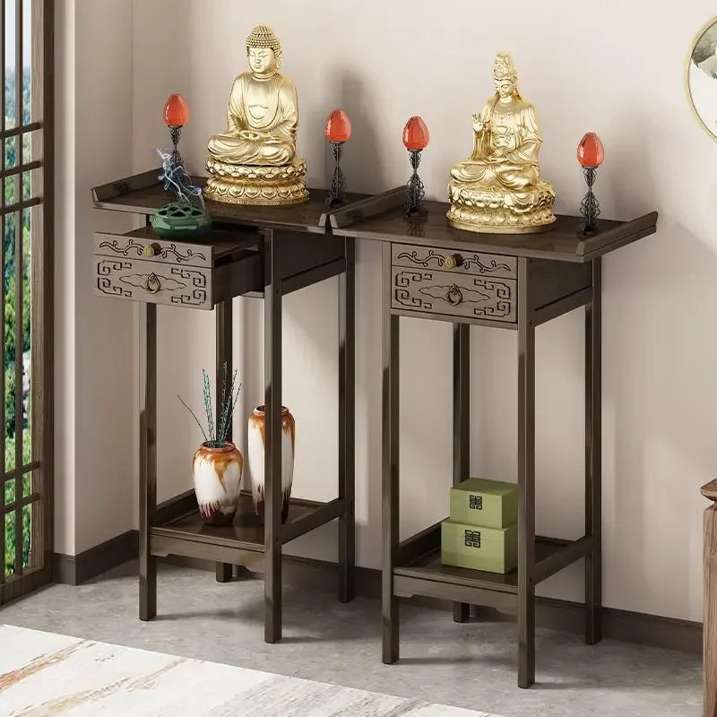 Afralia™ Bamboo Console Table with Drawer for Living Room - Vintage Side Table