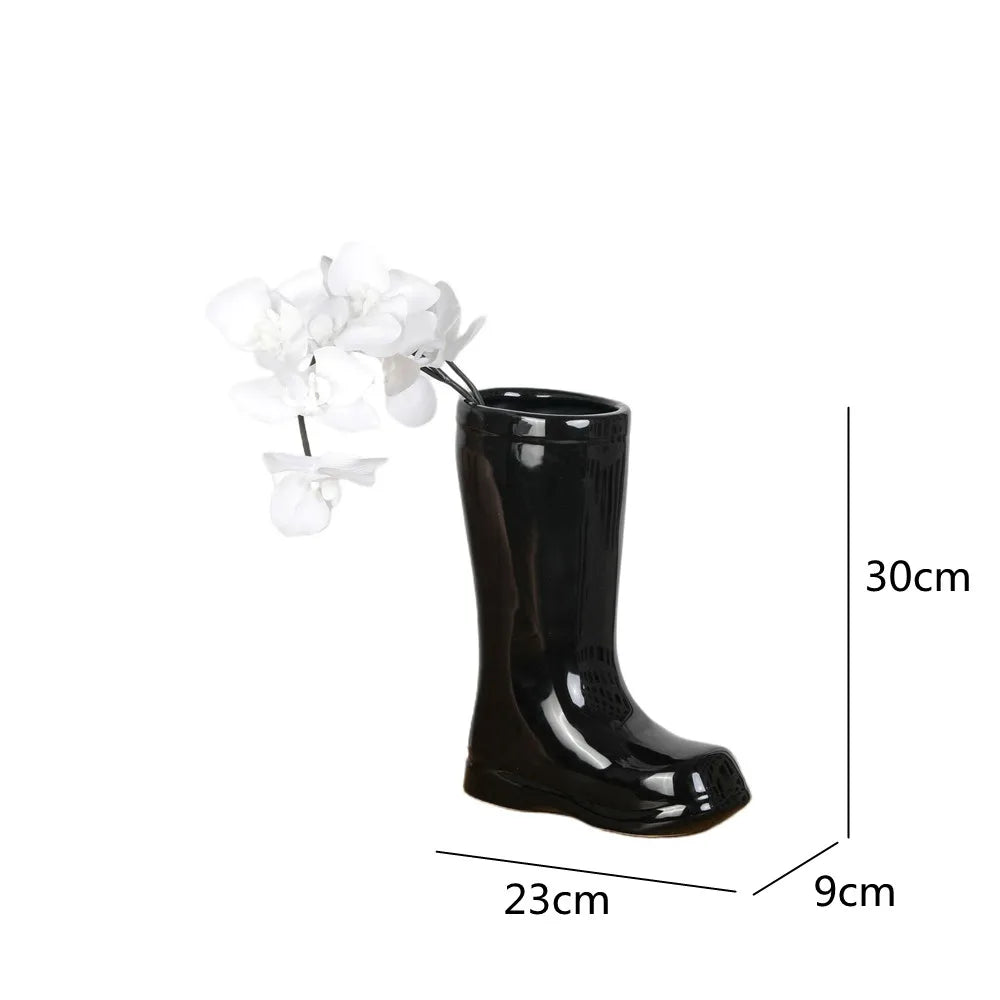Afralia™ Ceramic Shoe Vase for Stylish Flower Arrangement and Home Decoration