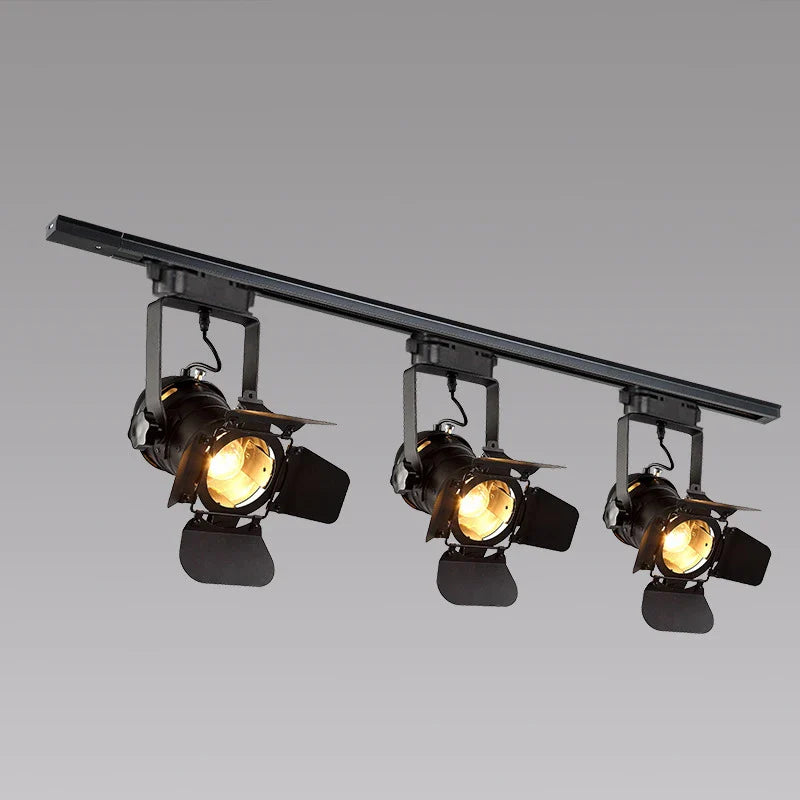 Afralia™ Vintage Industrial Loft Ceiling Lamp Retro Black Track Light for Bar Restaurant