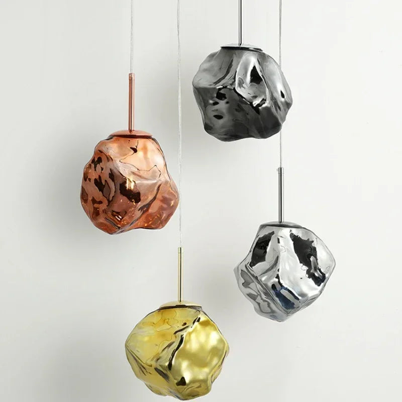 Afralia™ Ice Glass Pendant Light for Hallway Dining Living Bedroom - Modern Hanging Lamp