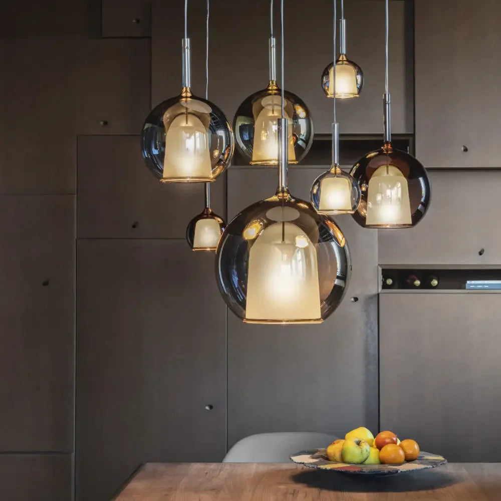 Afralia™ Penta Glo LED Pendant Light | Gray Glass Suspension Fixture
