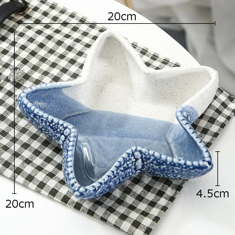 Afralia™ Ceramic Marine Life Decorative Storage Tray for Dresser or Tabletop