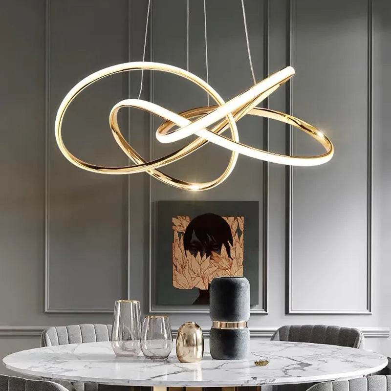 Afralia™ Geometric Line LED Chandelier for Modern Home Deco, Living Room, Dining, Bar & Shop