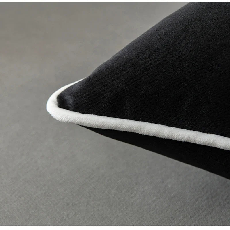 Afralia™ Soft Velvet Solid Pillow Cover in Black White - Luxury 50*50 Cushion for Living Room