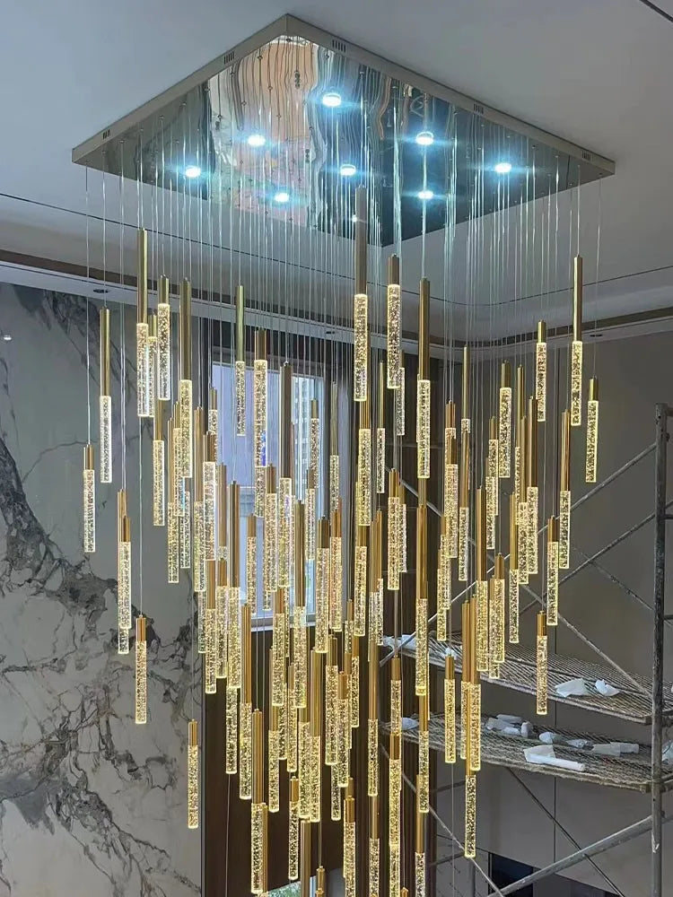 Afralia™ Large Luxury Crystal LED Chandelier for Living Room - Custom Hanging Lamps