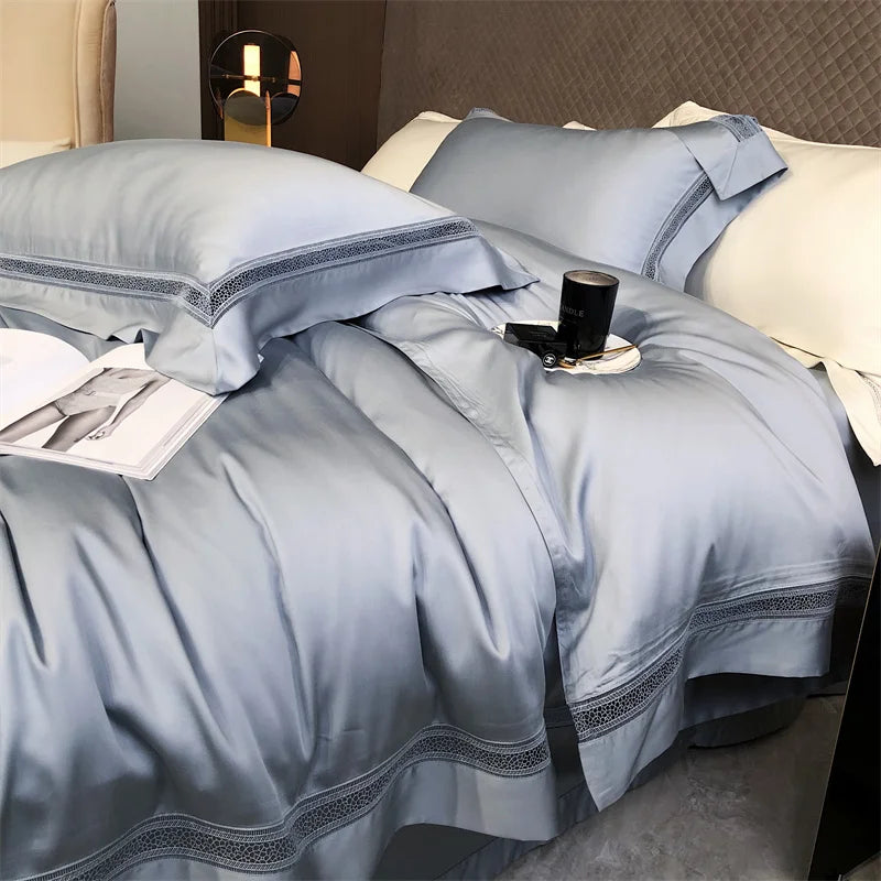 Afralia™ Luxury 1000TC Egyptian Cotton Bedding Set with Hollow Lace and Broad Side