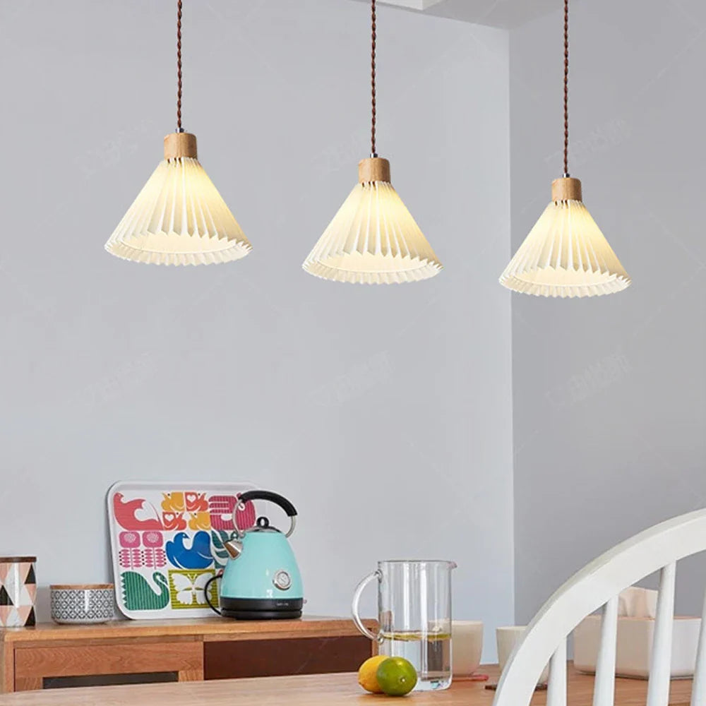 Afralia™ Pleated Pendant Lights: Nordic E27 Base Chandelier for Dining Room, Kitchen Island Lighting
