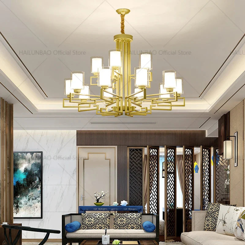 Afralia™ Retro Chinese Chandelier for Living Room Dining Bedroom Modern Villa Duplex