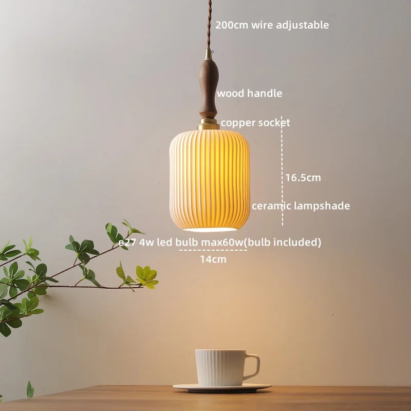 Afralia™ Ceramic LED Pendant Light Nordic Modern Hanging Lamp for Home Decor